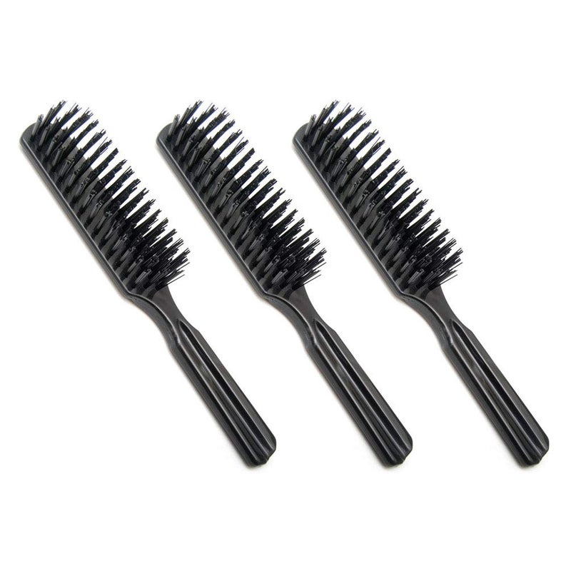 LUXXII (3 Pack) 6" Pocket Plastic Handle Nylon Bristle Brush Hair Comb Designed for All Hair Types (A) - Image 1